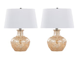 Gloria Round 20" Contemporary Glass Accent Lamp in Clear Champagne Lustre Glass, Chrome Metal and B202P224028
