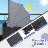 Gray Rattan Daybed Lounge W/ Retractable Top Canopy Side Tables Cushions 41327871