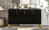 ZNTS TREXM Modern sideboard with Four Doors, Metal handles & Legs and Adjustable Shelves Kitchen Cabinet WF295368AAB