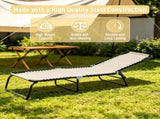 Cream White Set of 2 Folding Chaise Lounge Chairs Sun Tanning Chairs for Beach Camping Outdoor 06542031