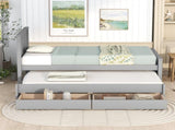 Twin Size Platform Bed with Trundle and Drawers, Gray WF298815AAE