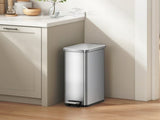 Trash Can, 7.9 Gallon Stainless Steel Slim Step Garbage Bin with Soft Close Lid, Silver 92063480