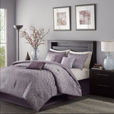 7 Piece Jaquard Comforter Set Purple Queen B03597294