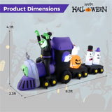 8.2ft Halloween Inflatable Train - Witch, 4 Ghosts & Pumpkin Design, 7 LED Lights 48309737