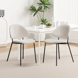Set of 4 Upholstered Boucle Fabric Dining Chairs Mid-Century Modern Dining Chairs with Curved W3010P291310
