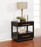 2 Drawers Nightstand with Shelf in Smoked Peppercorn Finish B016P255632