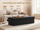 Large Foldable Storage Ottoman Bench with Storage, Footrest, Ink Black 41775747