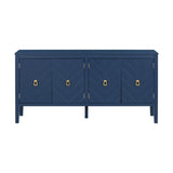U_STYLE Four-Door Sideboard with Geometric Line Patterns and Vintage Metal Handles for Timeless N711P178748V