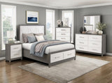 Two Drawers Nightstand Ivory and Gray Finish Bedroom Furniture 1pc B011P290769