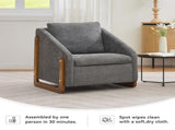 057- Set of 1 Chenille Fabric Modern Upholstered Armchair with Wooden Side Frame , Accent Leisure W527P239828