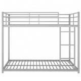 ZNTS Full over Full Metal Bunk Bed, Low Bunk Bed with Ladder, Silve 35681571