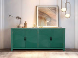 59"Green Accent Cabinet with 4 Doors, Mid Century Modern Pantry Wood Buffet Media W2295P294587