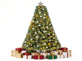 7FT Pre-Lit Artificial Christmas with Ornaments, 290 Warm White LED Lights, PVC Hinged Xmas 24394387