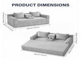 72 inches Soft Striped Corduroy Convertible Sofa Bed, Gray Fold Out Lounge Couch with Cup Holders & W5156P544108