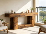 63" Farmhouse Wooden Console Table, 2-Tier Sofa Table for Entryway 53930617
