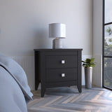 Amara Nightstand , End Table, Side Table Two Shelves, Four Legs -Black B07091819
