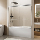 60" W x 57" H Aluminum Frame Double Sliding Shower Door, Soft-Close Chrome Bathtub Door, 1/4" W3377P308212