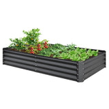 8x4x1 ft Galvanized Raised Garden Bed, Outdoor Planter Garden Boxes Large Metal Planter Box for W1859P197953
