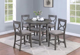 ZNTS Counter Height Dining Table w Storage Shelve 4x Chairs Padded Seat Unique Design Back 5pc Dining Set B011P145834