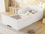 Toddler Floor Bed Frame, Cot Bed for Boys and Girls Ages 3-6, Bear Shape Toddler Bed, White W1580P373252