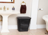 Slim Swiss Cross Cut-Outs Tapered Laundry Hampers with Lid, Plastic, Set of 2, Black 69600503