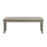 Fabric Upholstered Seat 1pc Bench Wire Brushed Light Gray Finish Wooden Frame Dining Room Furniture B011104624