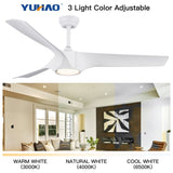 56 In.Intergrated LED Ceiling Fan with White ABS Blade W1367P182865