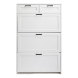 3 Drawers 2 Drawers with Top Baffle Shoe Cabinet Particle Board 80*25*120cm White 16903625