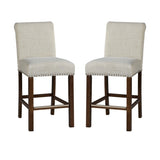 Upholstered Counter Stool with Nailhead Trim Set of 2 B035P265952