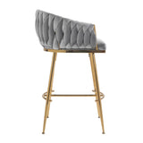 26'' Counter height bar stools Set of 2,velvet kitchen island counter bar stool with hand- wave W2215P147901