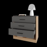 Lowrys Dresser with 3 Drawers and Open Shelf, Natural Oak and Matt Grey B128P263723