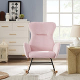 ZNTS Pink velvet rocking chair W58872238