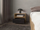 Natural Oak Nightstand with a Drawer and Open Storage B062P290236