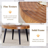 Natural Wood Grain Texture Round Coffee Table - Diameter 23.6 Inches.Exquisite Suction Molding W2920P226078