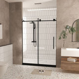 Frameless shower door 60 "W x 76" H, 1/4 " Clear Tempered Glass, Explosion Proof Film, W1675P306962