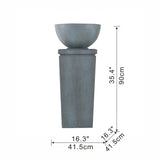 ZNTS 35.5" Polyresin Gray Zen Bowl Water Fountain, Outdoor Bird Feeder /Bath Fountains, Relaxing Water W2078125235