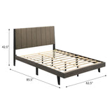 Brown and Weathered Grey Upholstered Queen Bed B062P181288