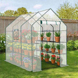 Large Walk-in Greenhouse with PE Cover & Side Windows, 12-Shelf Indoor Outdoor Portable Greenhouse 09109827