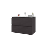 Smoot Floating Vanity with Two Drawers and Sink, Wengue B128P314804