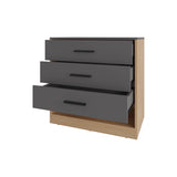 Natural Oak and Matt Grey Dresser with 3-Drawer and Open Shelf B062P290237