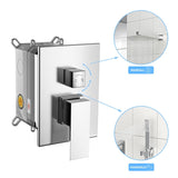 Dual Shower Head - 12 Inch Wall Mounted Square Shower System with Rough-in Valve,Chrome W1243132125