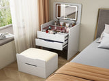 (60cm)3 in 1 Vanity Desk with Plip Top Mirror,Small Make Up Vanity Set with Visible Glass W2641P192314