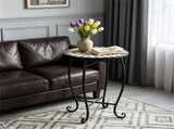 14" Metal Side Table, Indoor Outdoor Decorative End Table X-Base Heavy Duty Plant Stand for Patio 24055229