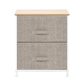 ZNTS 2 Drawers -Night Stand, End Table Storage Tower - Sturdy Steel Frame, Wood Top, Easy Pull Fabric 82371584