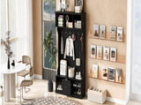 U-Can 57'' Hall Tree with 6 Hooks, Coat Hanger, Entryway Bench, 3-in-1 Design, A Spacious Drawer for N724P264673B
