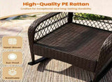 Heavy Duty PE Wicker Patio Rocking Chair 400LBS, Outdoor Rocker with Removable Washable Sponge 98091753