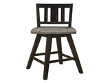 Counter Height Chairs Set of 2, Black Gray 360-degree Swivel Chair Solid Rubberwood Kitchen Dining B011P194907
