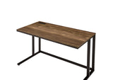 ZNTS Walnut and Black Writing Desk with USB Port B062P209215