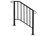 Matte Black Outdoor 2-Step Iron Handrail 88454431