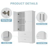 ZNTS Tall Bathroom Storage Cabinet, Cabinet with Two Doors and Drawers, Adjustable Shelf, MDF Board, 44112722